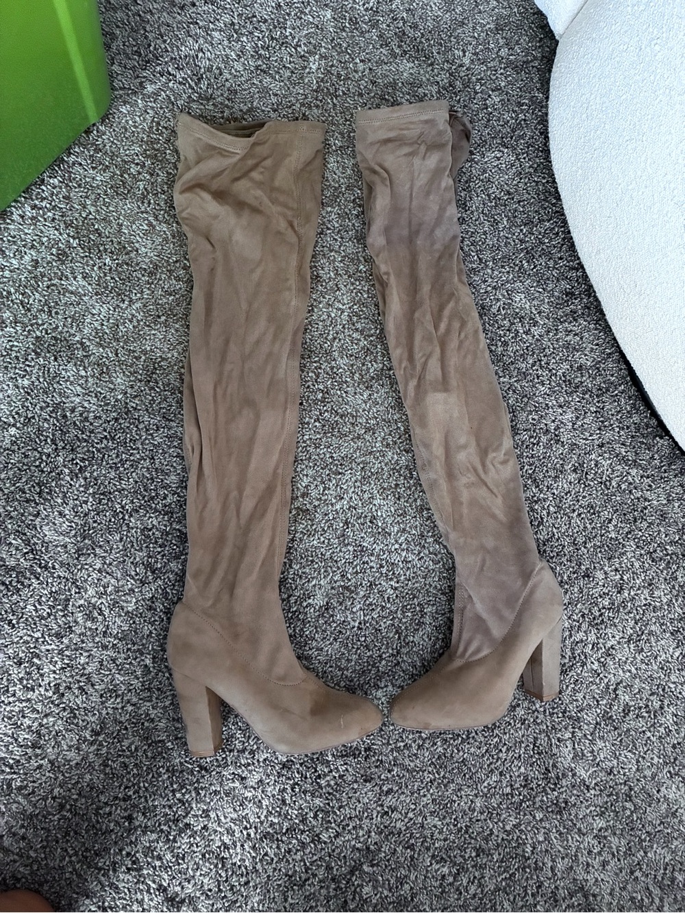 ASOS Over-The-Knee Block Heel Boots in Taupe
